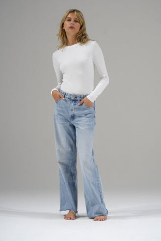 LNA Dalston Ribbed Long Sleeve / White - nineNORTH | Men's & Women's Clothing Boutique