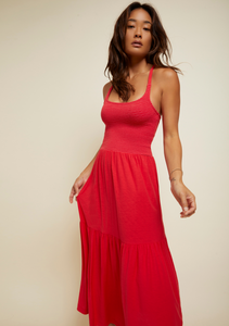 Nation LTD Penelope Tie Crossback Midi Dress / Cherrybomb