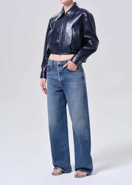 AGOLDE Nahla Cropped Jacket (Recycled Leather) / Navy - nineNORTH | Men's & Women's Clothing Boutique