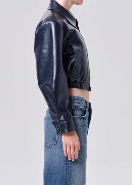 AGOLDE Nahla Cropped Jacket (Recycled Leather) / Navy - nineNORTH | Men's & Women's Clothing Boutique