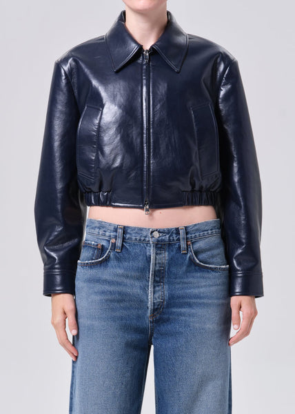AGOLDE Nahla Cropped Jacket (Recycled Leather) / Navy - nineNORTH | Men's & Women's Clothing Boutique
