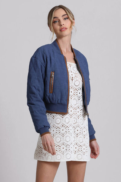Avec Les Filles Quilted Chambray Bomber Jacket - nineNORTH | Men's & Women's Clothing Boutique