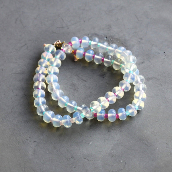 Stone Candy Beaded Necklace - Coastal