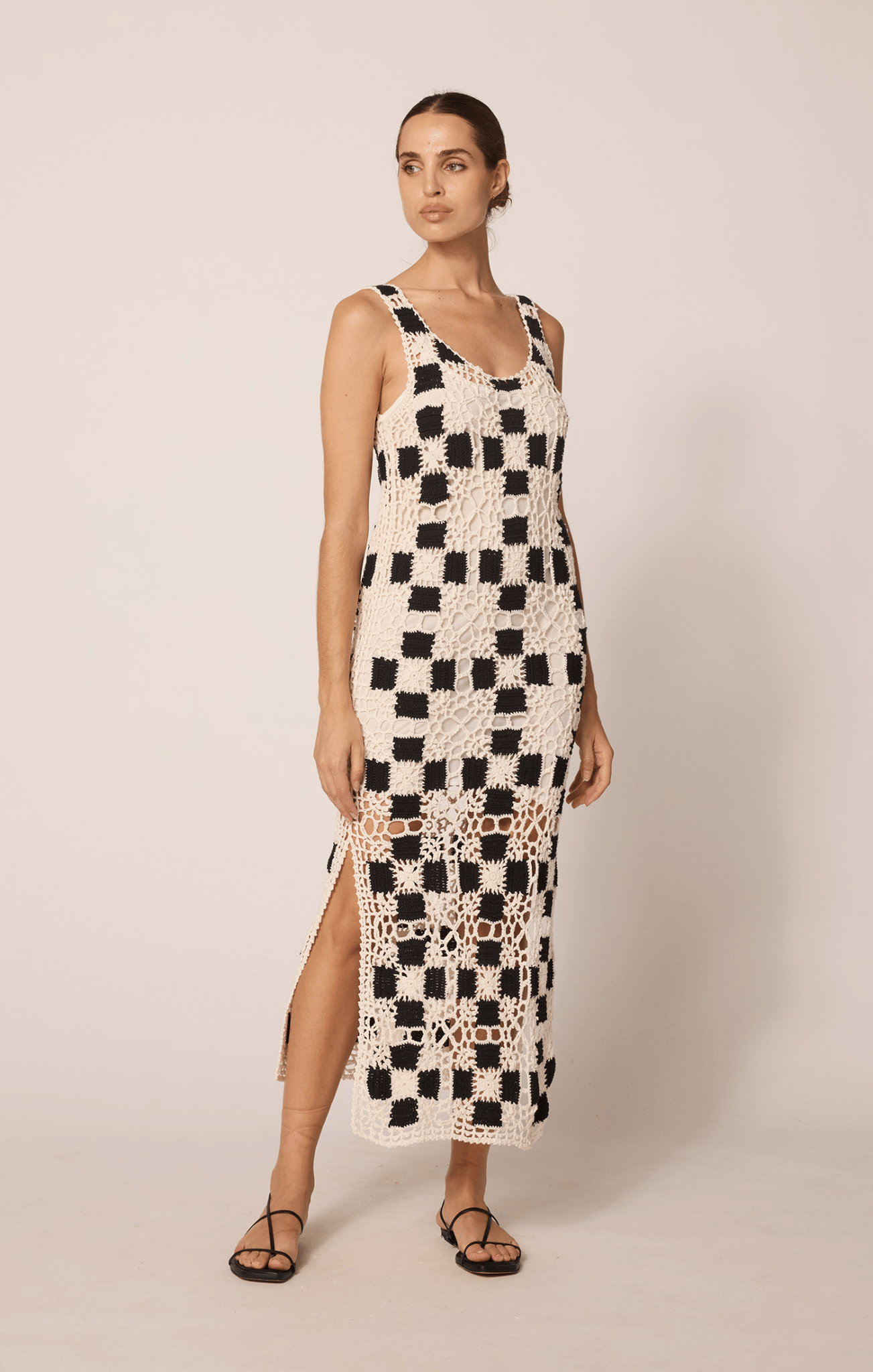 knee length dresses for ladies Cleobella Lily Crochet Midi Dress / Ivory & Black | nineNORTH