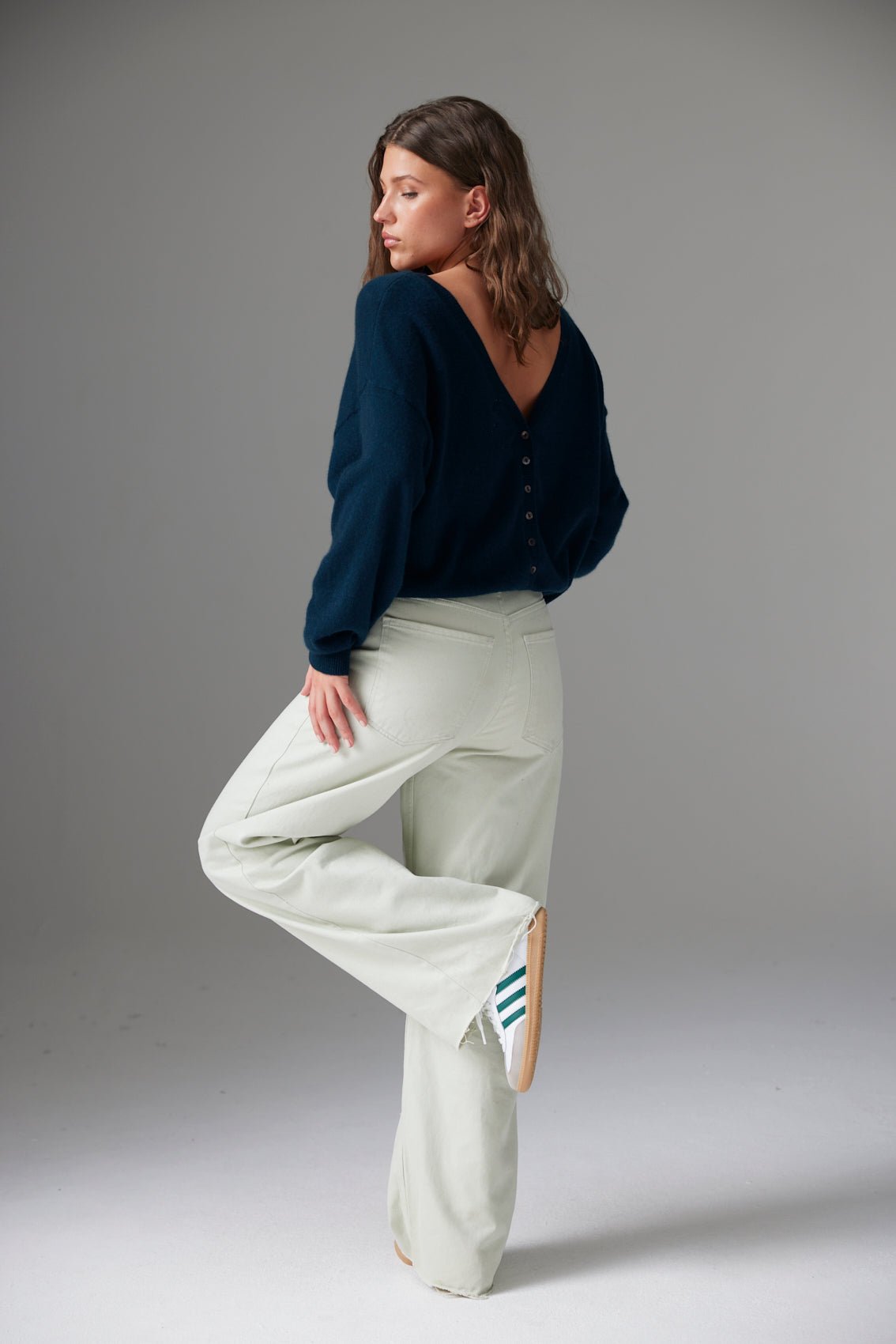 COLORUSH Barbara Button Back Cashmere Sweater / Pine - nineNORTH | Men's & Women's Clothing Boutique