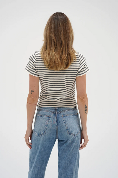 LNA Ami Hook & Eye Tee / Greyscale Stripe