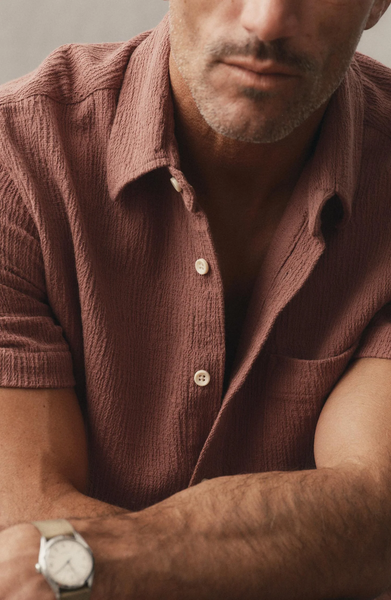 Taylor Stitch The Short Sleeve California - Redwood Hacci