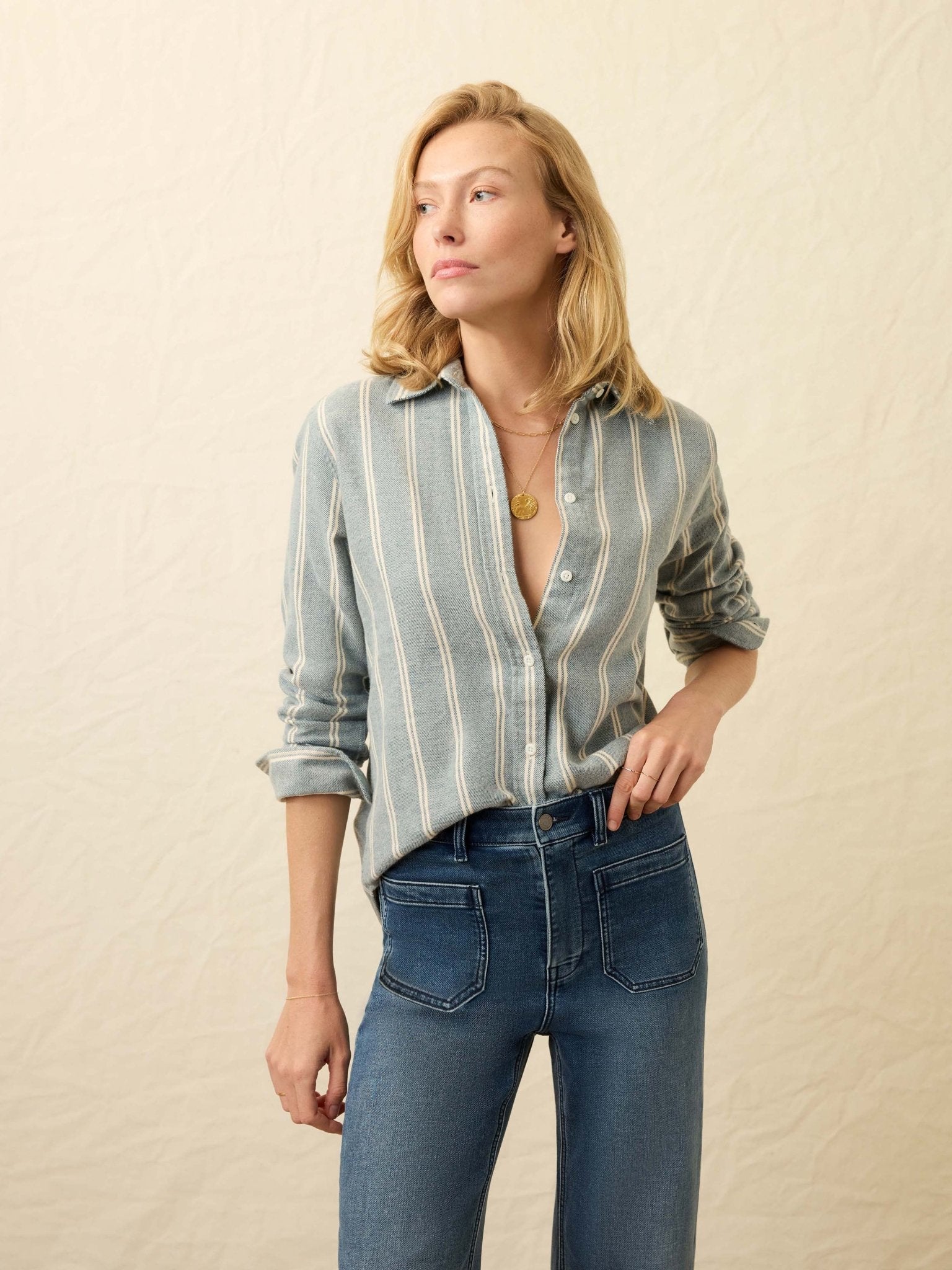 Faherty Heirloom Portuguese Flannel Relaxed Shirt / Blue Cove Stripe - nineNORTH | Men's & Women's Clothing Boutique