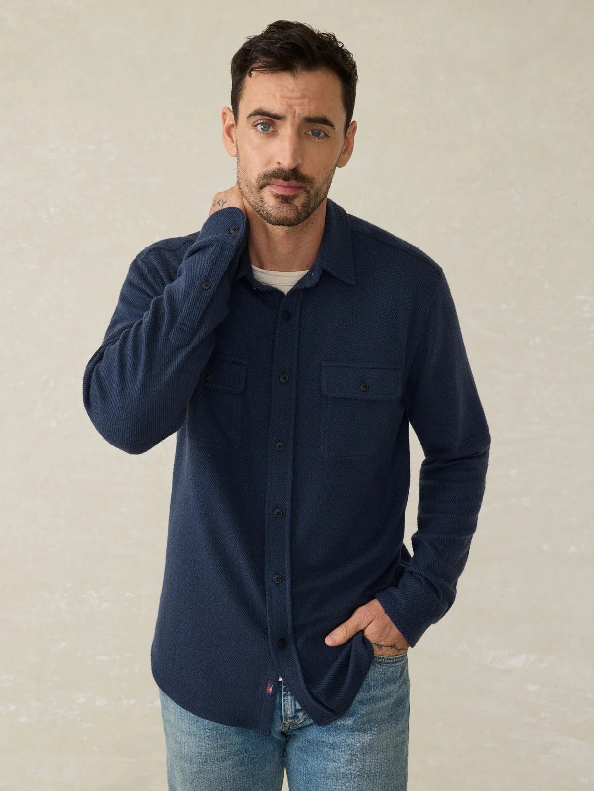 Faherty Legend Sweater Shirt / Brighton Navy Twill - nineNORTH | Men's & Women's Clothing Boutique
