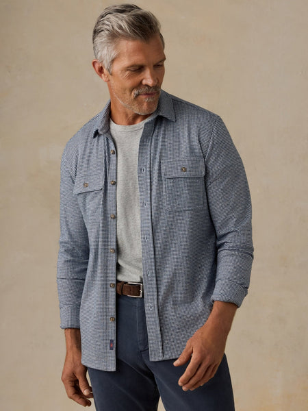 Faherty Legend Sweater Shirt - Navy Cream Pincheck - nineNORTH
