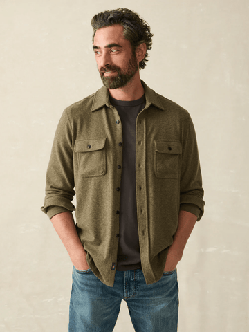 Faherty Legend Sweater Shirt / Olive Melange Twill - nineNORTH | Men's & Women's Clothing Boutique