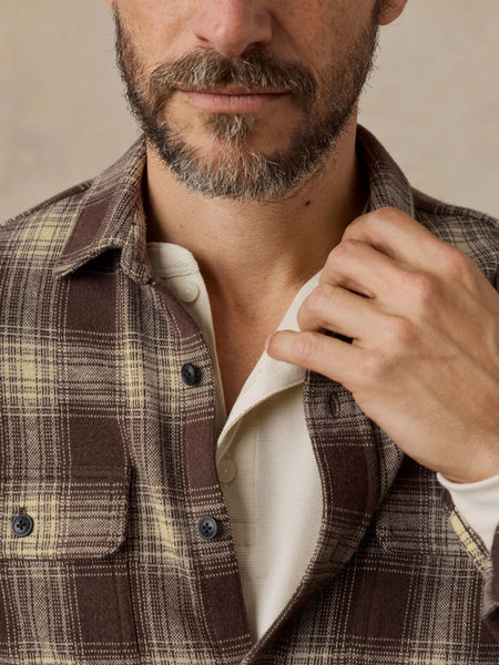 Faherty Legend Sweater Shirt - Walnut Ombre Plaid - nineNORTH