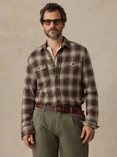 Faherty Legend Sweater Shirt - Walnut Ombre Plaid - nineNORTH