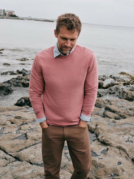 Faherty Long-Sleeve Recycled Terry Tee - Sunset Red - nineNORTH