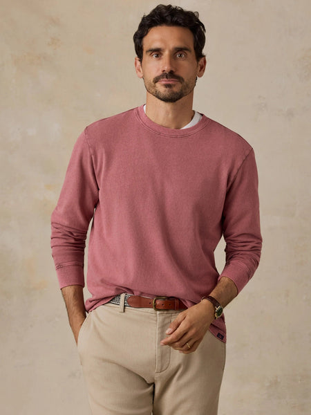 Faherty Long-Sleeve Recycled Terry Tee - Sunset Red - nineNORTH