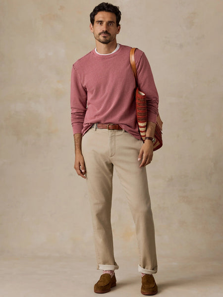 Faherty Long-Sleeve Recycled Terry Tee - Sunset Red - nineNORTH