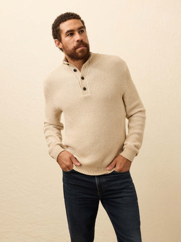 Faherty Quarter Button Sweater / Alpine Khaki - nineNORTH | Men's & Women's Clothing Boutique