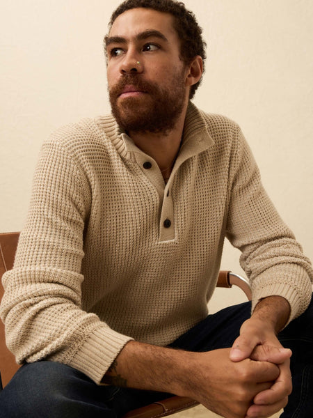 Faherty Quarter Button Sweater / Alpine Khaki - nineNORTH | Men's & Women's Clothing Boutique