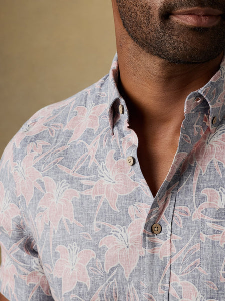 Faherty Short-Sleeve Breeze Shirt - Navy Red Lotus - nineNORTH | Men's & Women's Clothing Boutique