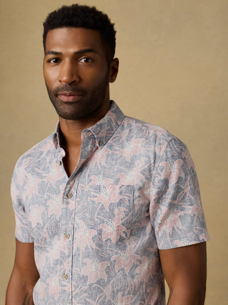 Faherty Short-Sleeve Breeze Shirt - Navy Red Lotus - nineNORTH | Men's & Women's Clothing Boutique