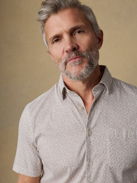 Faherty Short - Sleeve Movement Monterey Shirt - Wood Sunray Block - nineNORTH | Men's & Women's Clothing Boutique