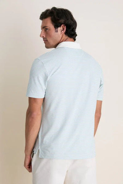Faherty Short - Sleeve Movement Pique Polo - Beach Fog Stripe - nineNORTH | Men's & Women's Clothing Boutique