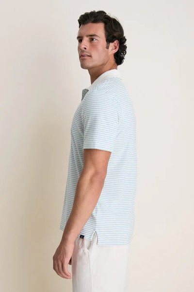 Faherty Short - Sleeve Movement Pique Polo - Beach Fog Stripe - nineNORTH | Men's & Women's Clothing Boutique