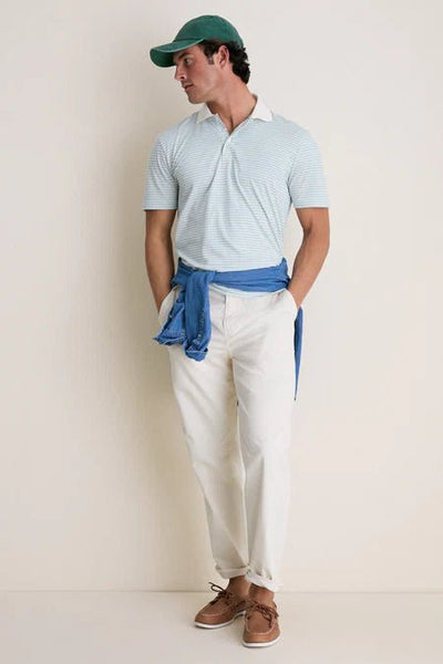 Faherty Short - Sleeve Movement Pique Polo - Beach Fog Stripe - nineNORTH | Men's & Women's Clothing Boutique
