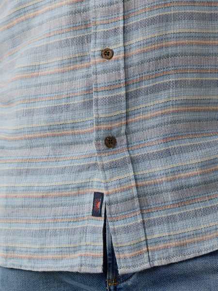 Faherty Short - Sleeve Palma Linen Shirt - Blue Gulf Stripe - nineNORTH | Men's & Women's Clothing Boutique