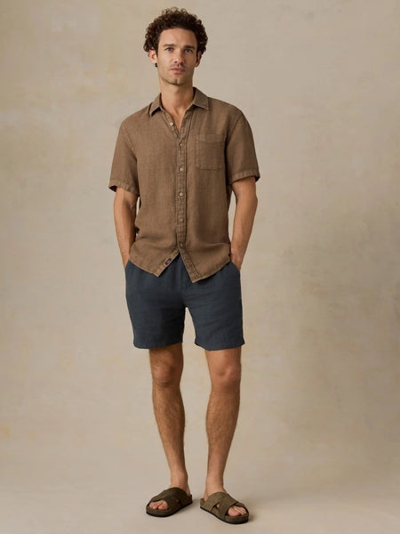 Faherty Short-Sleeve Palma Linen Shirt - Island Brown - nineNORTH | Men's & Women's Clothing Boutique