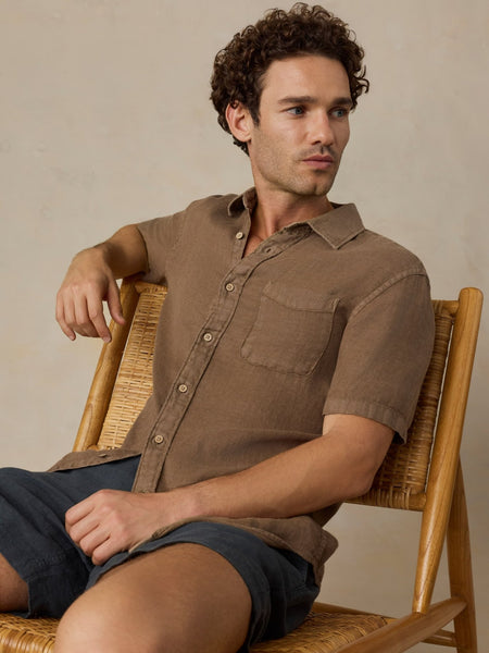 Faherty Short-Sleeve Palma Linen Shirt - Island Brown - nineNORTH | Men's & Women's Clothing Boutique