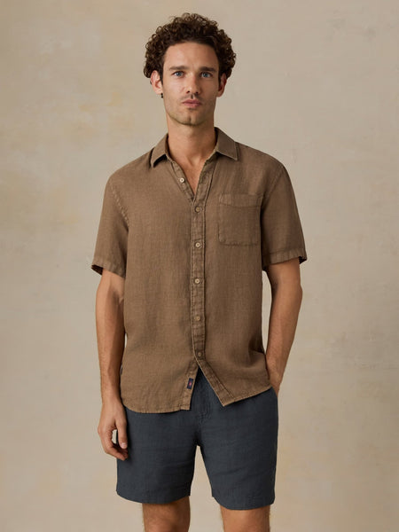 Faherty Short-Sleeve Palma Linen Shirt - Island Brown - nineNORTH | Men's & Women's Clothing Boutique