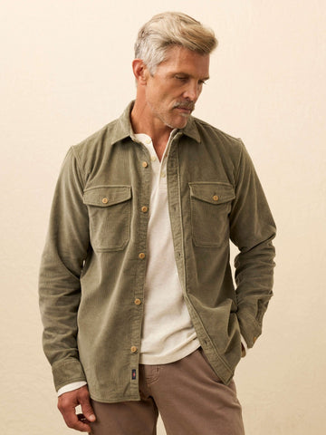 Faherty Stretch Terry Corduroy Workshirt / Light Pine - nineNORTH | Men's & Women's Clothing Boutique