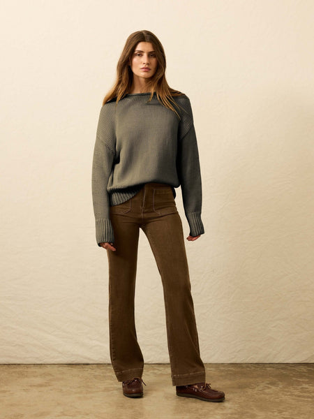 Faherty Sunwashed Cotton Roll Neck Sweater / Sage - nineNORTH | Men's & Women's Clothing Boutique