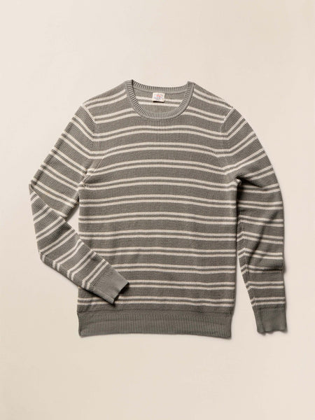 Faherty Sunwashed Crewneck Sweater - Sage Shore Stripe - nineNORTH | Men's & Women's Clothing Boutique