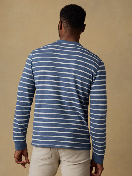 Faherty Sunwashed Slub Crew - Breaker Blue Breton Stripe - nineNORTH | Men's & Women's Clothing Boutique