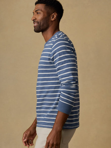 Faherty Sunwashed Slub Crew - Breaker Blue Breton Stripe - nineNORTH | Men's & Women's Clothing Boutique