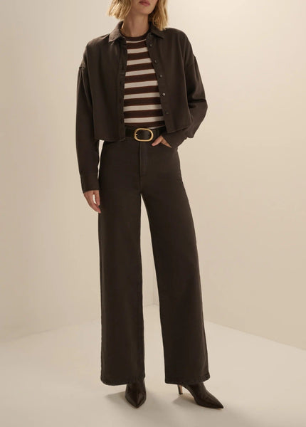 Favorite Daughter The Crop Ex-Boyfriend Shirt - Espresso - nineNORTH