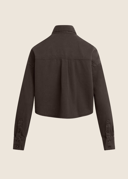 Favorite Daughter The Crop Ex-Boyfriend Shirt - Espresso - nineNORTH