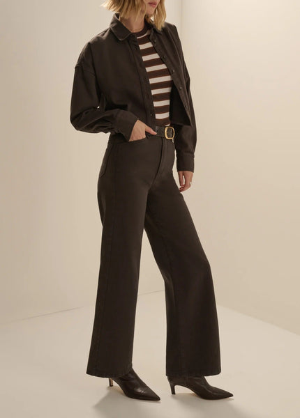 Favorite Daughter The Crop Ex-Boyfriend Shirt - Espresso - nineNORTH