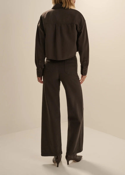 Favorite Daughter The Crop Ex-Boyfriend Shirt - Espresso - nineNORTH