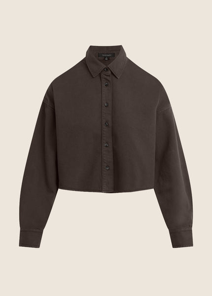 Favorite Daughter The Crop Ex-Boyfriend Shirt - Espresso - nineNORTH