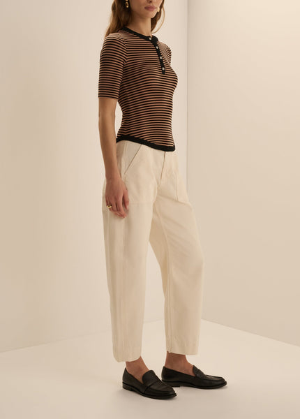 Favorite Daughter The Foundation Henley - Camel Black Stripe - nineNORTH