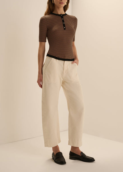 Favorite Daughter The Foundation Henley - Camel Black Stripe - nineNORTH