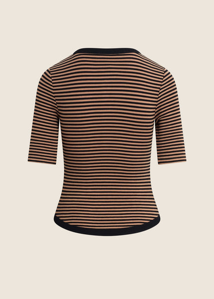 Favorite Daughter The Foundation Henley - Camel Black Stripe - nineNORTH