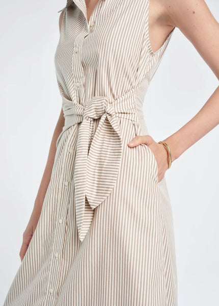 Favorite Daughter The Good Behavior Dress - Soft Taupe Stripe - nineNORTH | Men's & Women's Clothing Boutique
