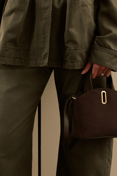 Favorite Daughter The Suede Heirloom Mini Tote - Chocolate - nineNORTH