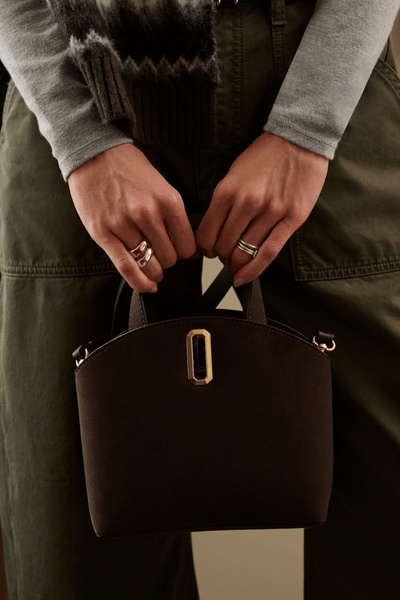 Favorite Daughter The Suede Heirloom Mini Tote - Chocolate - nineNORTH