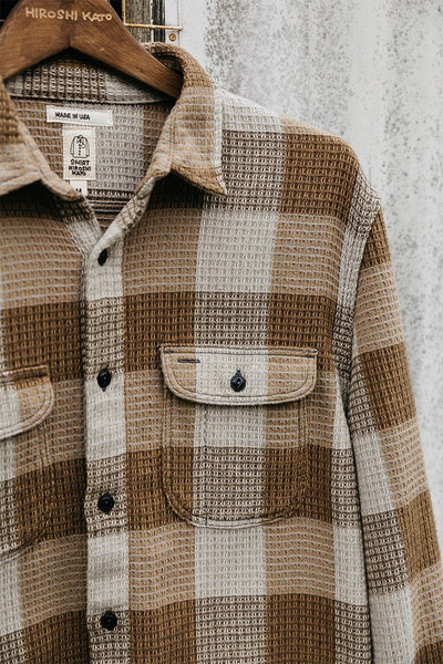 Hiroshi Kato The Brace Waffle Plaid / Fog - nineNORTH | Men's & Women's Clothing Boutique
