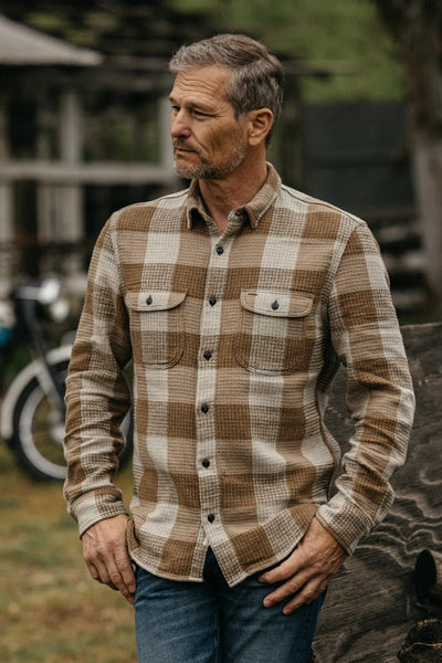 Hiroshi Kato The Brace Waffle Plaid / Fog - nineNORTH | Men's & Women's Clothing Boutique